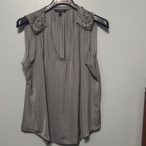 Banana Republic Gray Sleeveless Top with Embellished Shoulders
